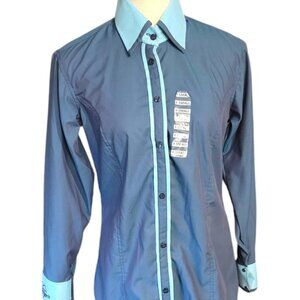 Legends Ranch Blue Sparkle Top, XS, Rodeo, Country Button Down With Zipper